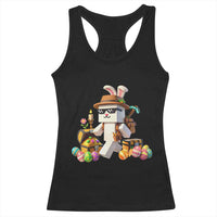 Funny Easter Day Bunny Miner Egg Video Game Racerback Tank Top