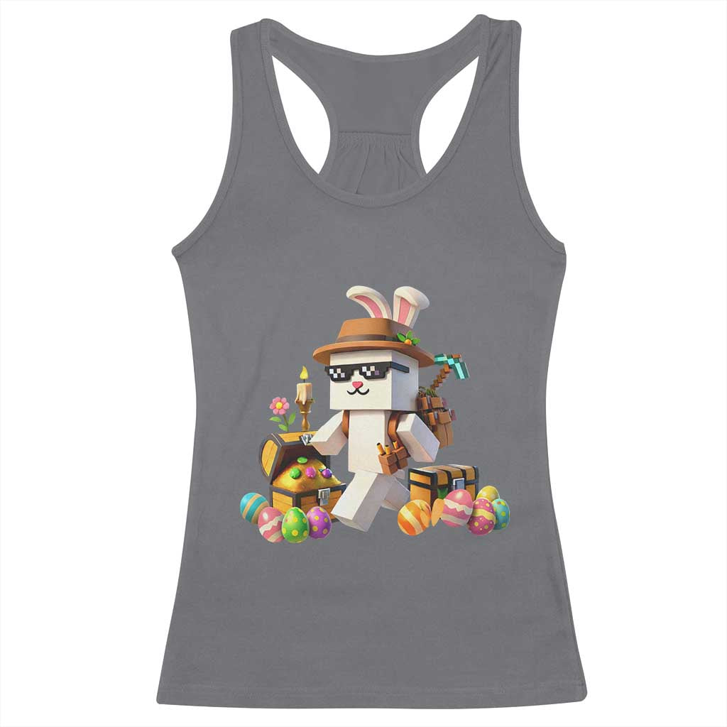 Funny Easter Day Bunny Miner Egg Video Game Racerback Tank Top