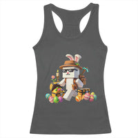 Funny Easter Day Bunny Miner Egg Video Game Racerback Tank Top