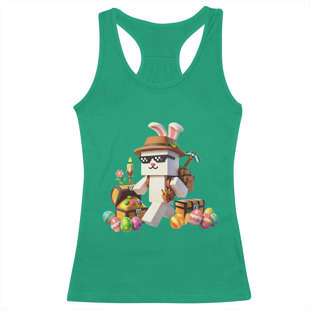 Funny Easter Day Bunny Miner Egg Video Game Racerback Tank Top