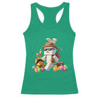 Funny Easter Day Bunny Miner Egg Video Game Racerback Tank Top