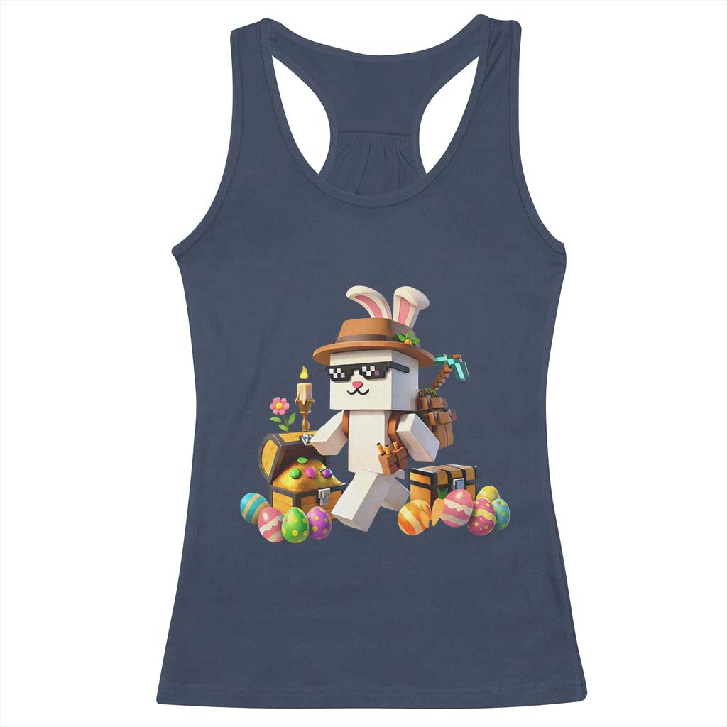 Funny Easter Day Bunny Miner Egg Video Game Racerback Tank Top