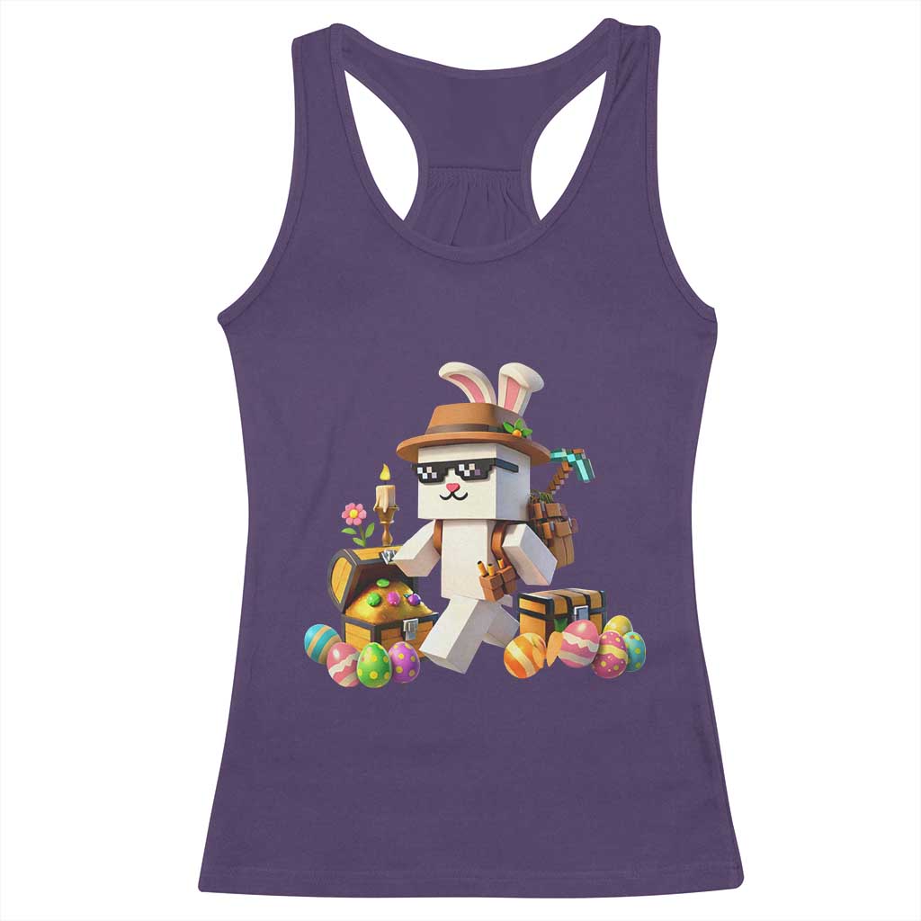 Funny Easter Day Bunny Miner Egg Video Game Racerback Tank Top