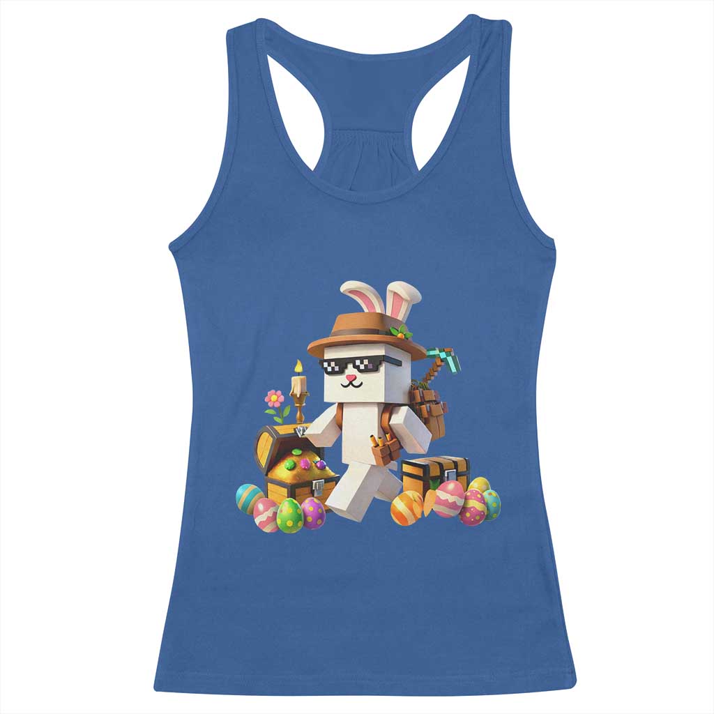 Funny Easter Day Bunny Miner Egg Video Game Racerback Tank Top