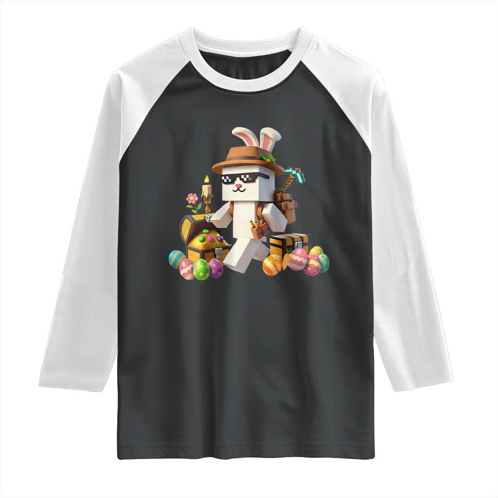 Funny Easter Day Bunny Miner Egg Video Game Raglan Shirt