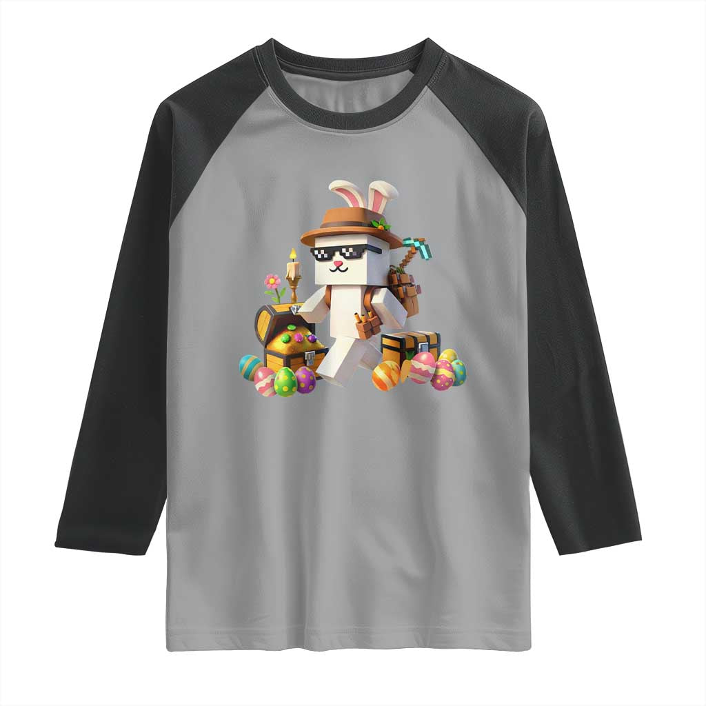Funny Easter Day Bunny Miner Egg Video Game Raglan Shirt