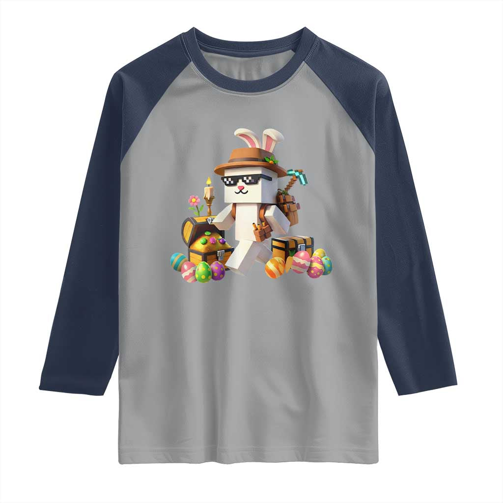 Funny Easter Day Bunny Miner Egg Video Game Raglan Shirt