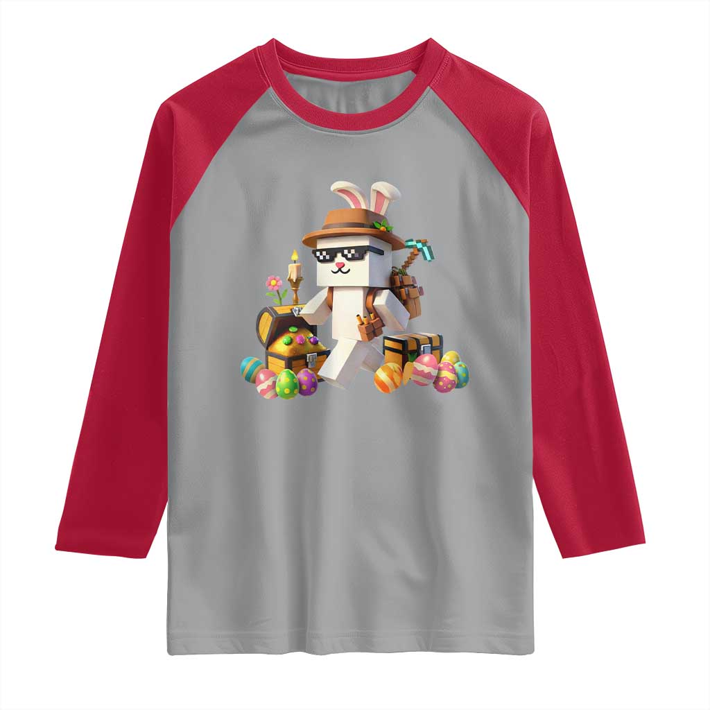 Funny Easter Day Bunny Miner Egg Video Game Raglan Shirt
