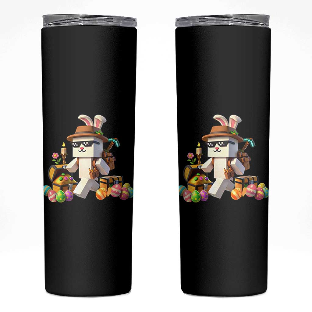 Funny Easter Day Bunny Miner Egg Video Game Skinny Tumbler