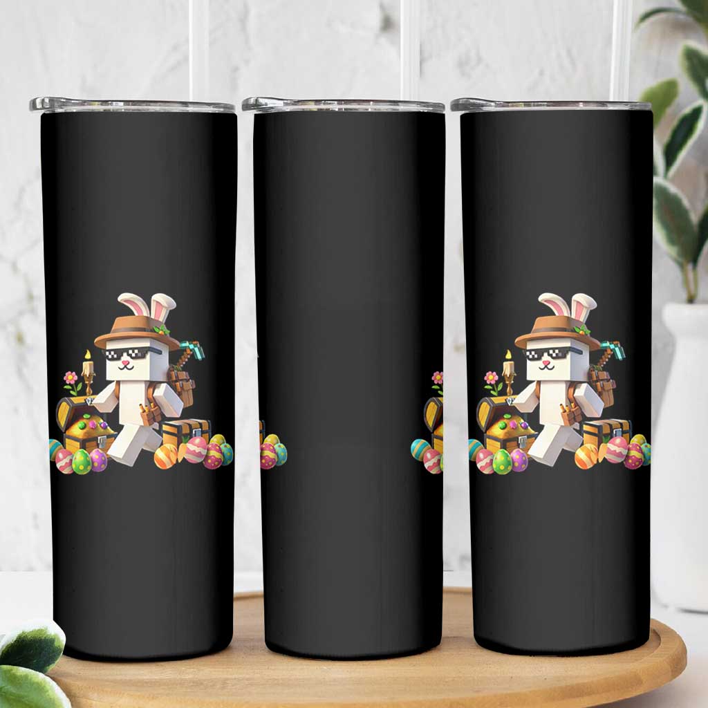 Funny Easter Day Bunny Miner Egg Video Game Skinny Tumbler