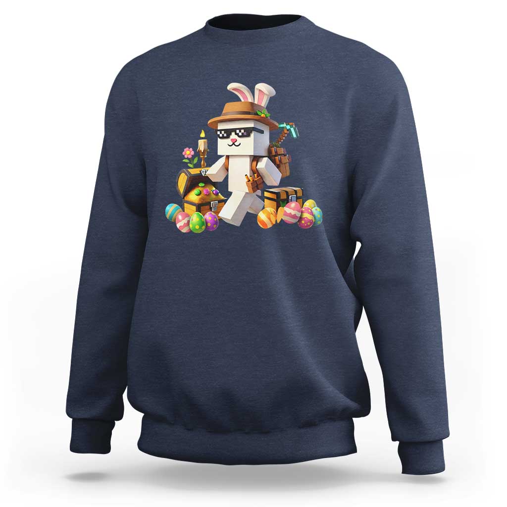 Funny Easter Day Bunny Miner Egg Video Game Sweatshirt