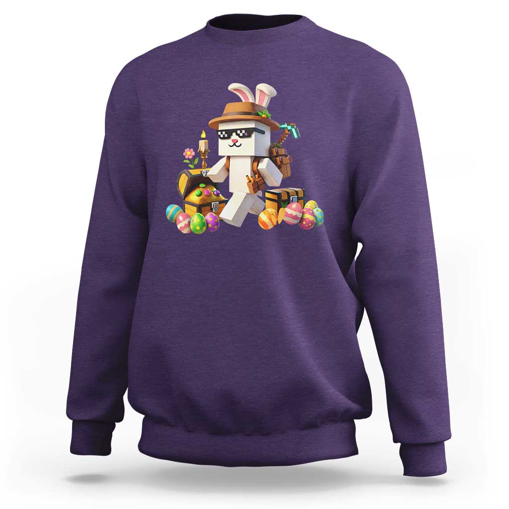 Funny Easter Day Bunny Miner Egg Video Game Sweatshirt
