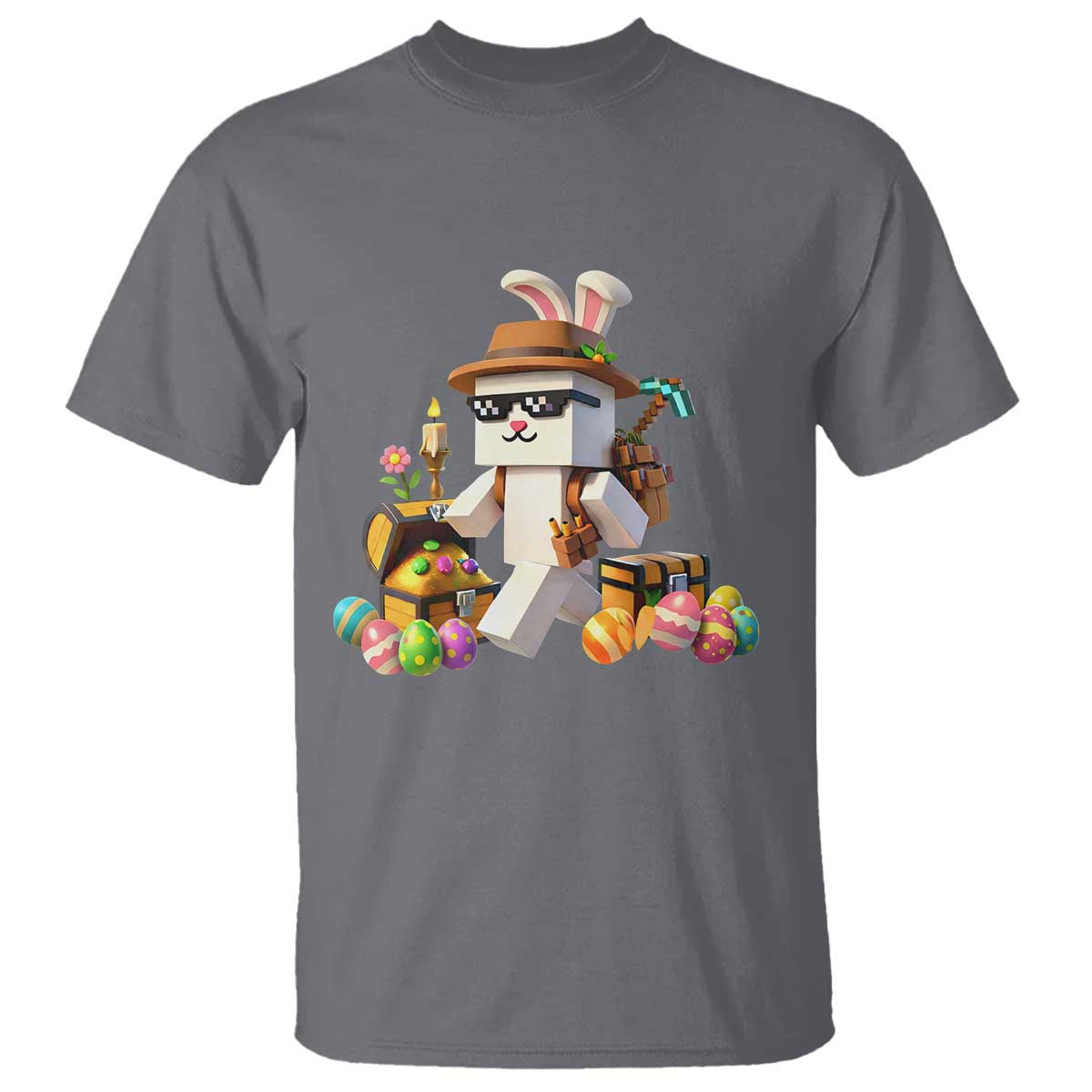 Funny Easter Day Bunny Miner Egg Video Game T Shirt