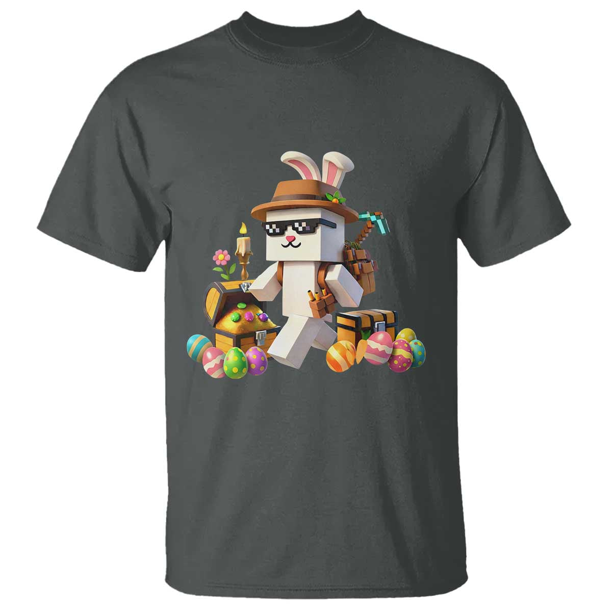 Funny Easter Day Bunny Miner Egg Video Game T Shirt