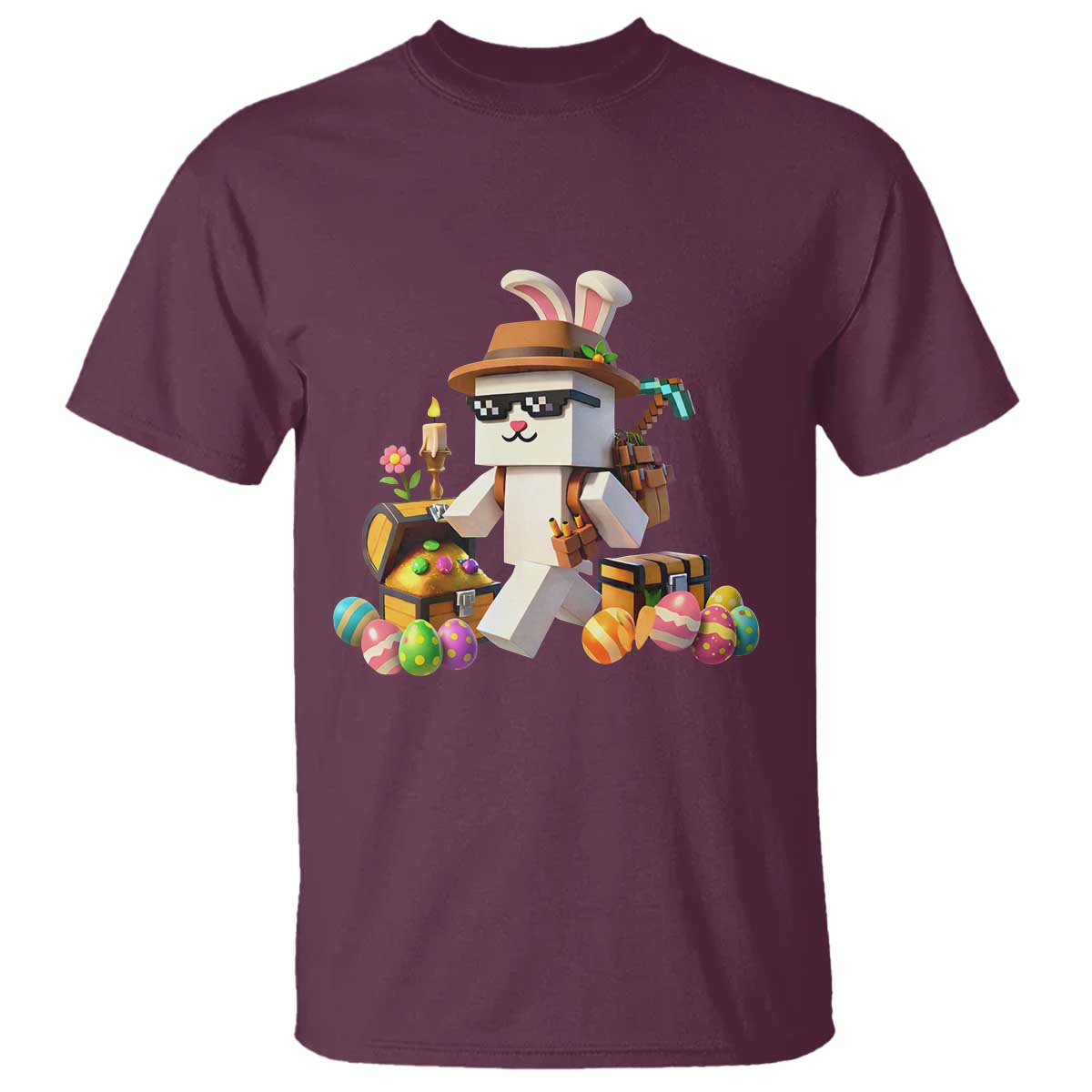 Funny Easter Day Bunny Miner Egg Video Game T Shirt