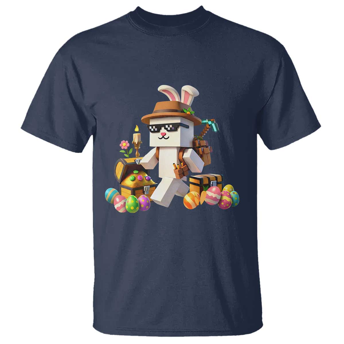 Funny Easter Day Bunny Miner Egg Video Game T Shirt