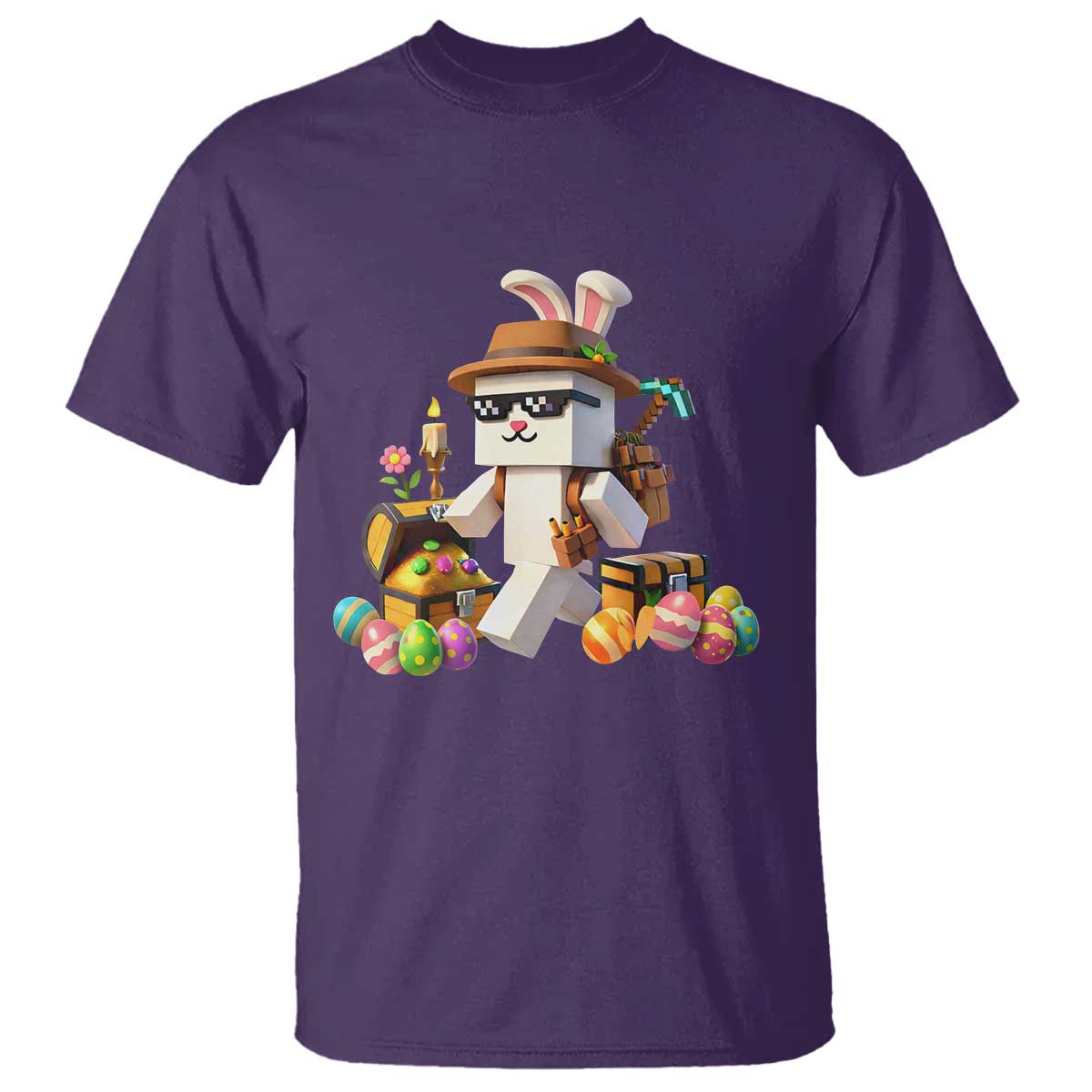 Funny Easter Day Bunny Miner Egg Video Game T Shirt