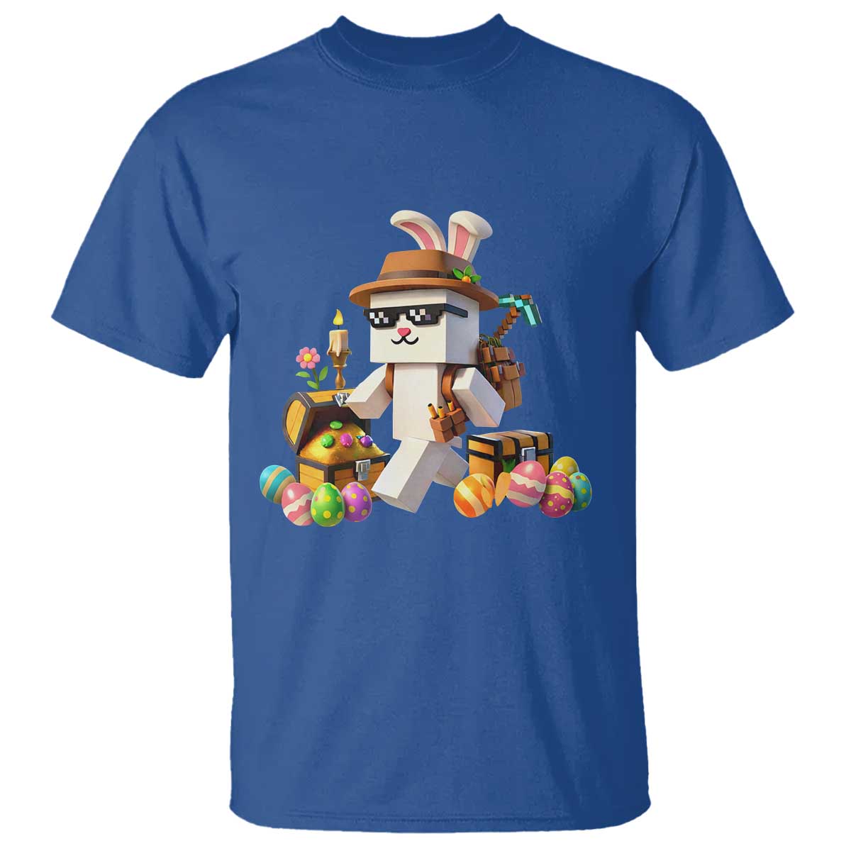 Funny Easter Day Bunny Miner Egg Video Game T Shirt