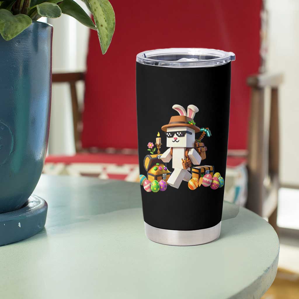Funny Easter Day Bunny Miner Egg Video Game Tumbler Cup