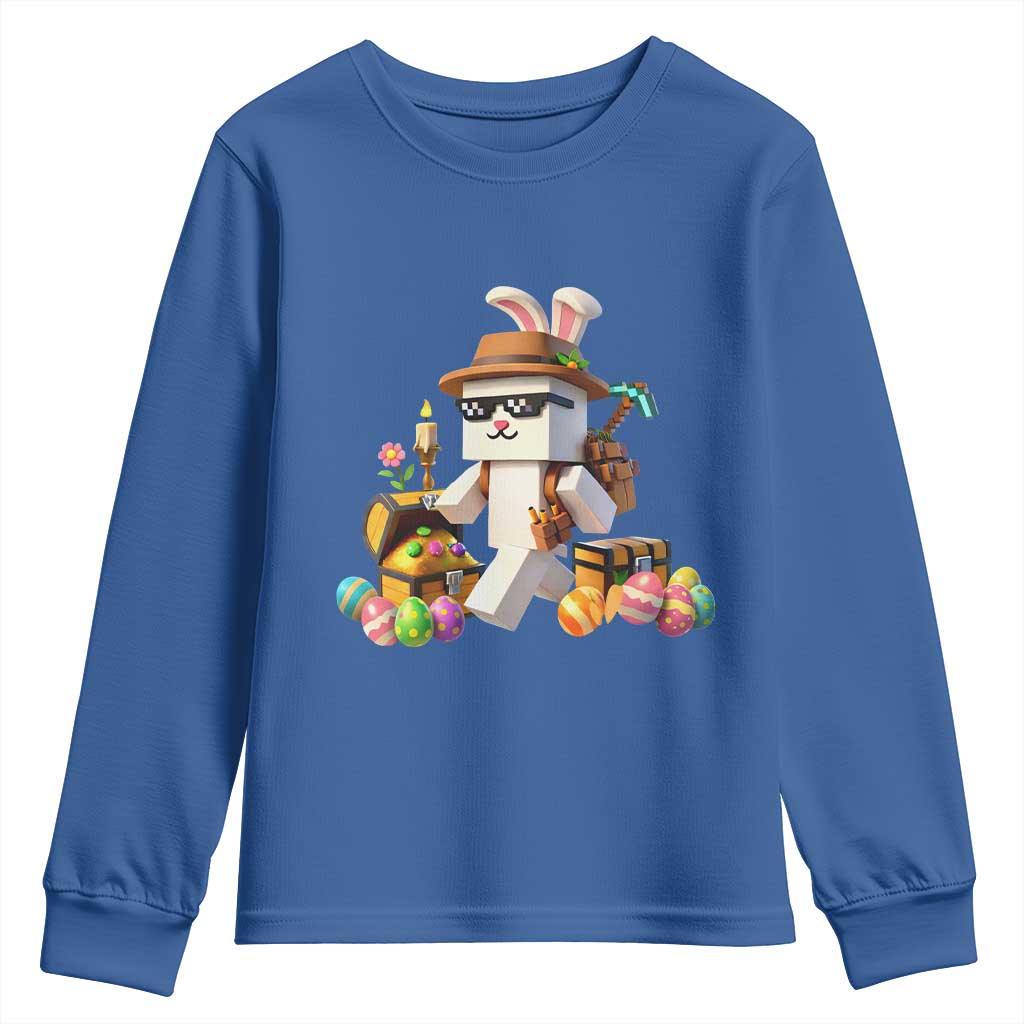 Funny Easter Day Bunny Miner Egg Video Game Youth Sweatshirt