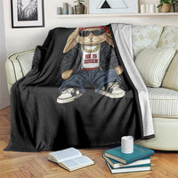 Hip Hop Easter Bunny He is Risen Jesus Religious Christian Throw Blanket