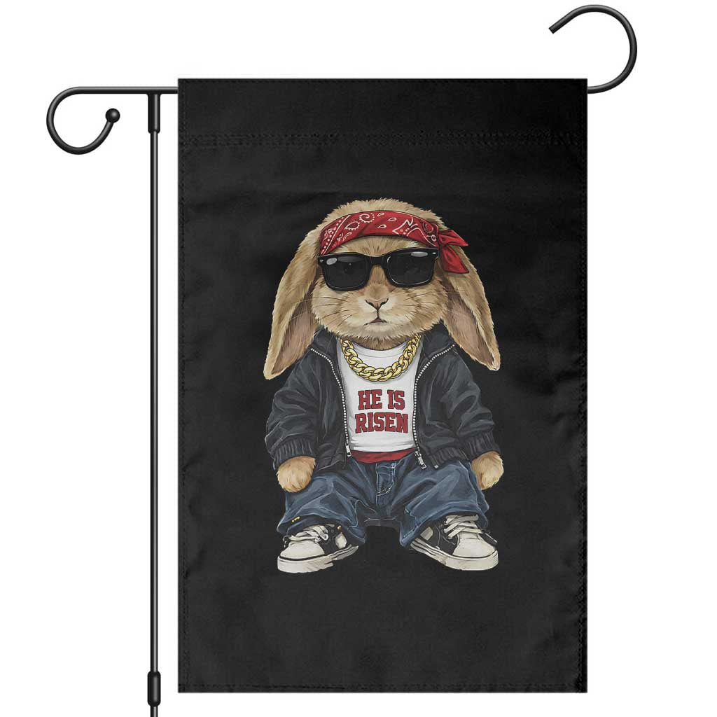 Hip Hop Easter Bunny He is Risen Jesus Religious Christian Garden Flag