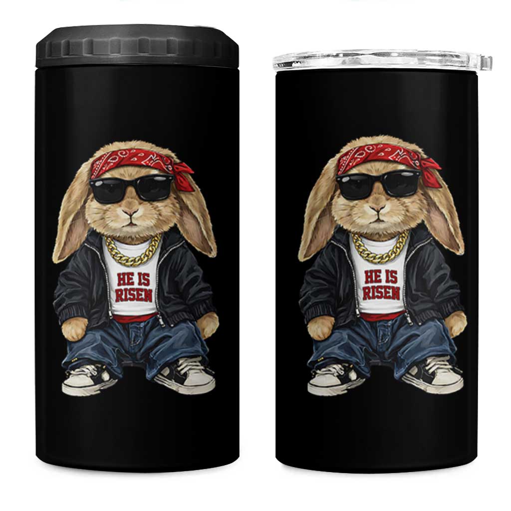Hip Hop Easter Bunny He is Risen Jesus Religious Christian 4 in 1 Can Cooler Tumbler