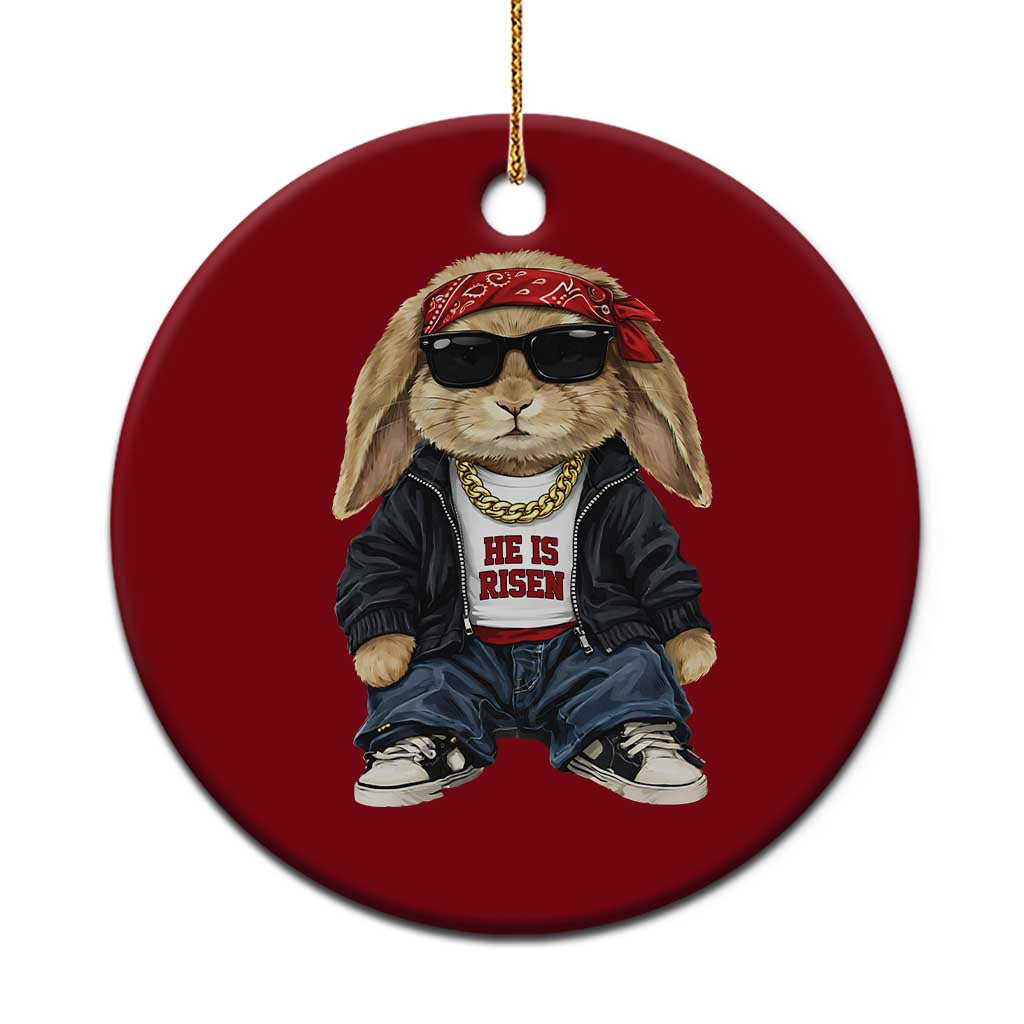 Hip Hop Easter Bunny He is Risen Jesus Religious Christian Ceramic Ornament