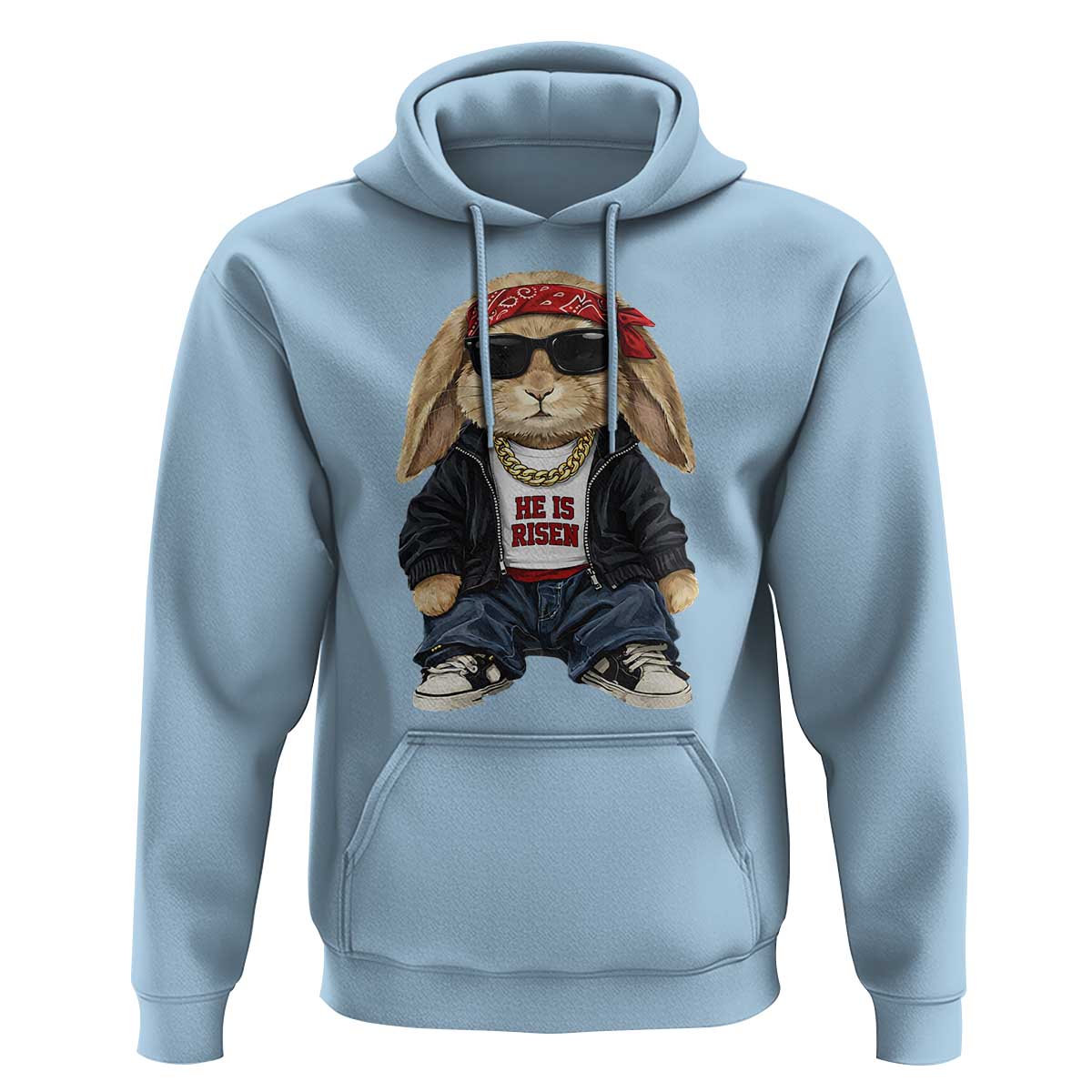 Hip Hop Easter Bunny He is Risen Jesus Religious Christian Hoodie