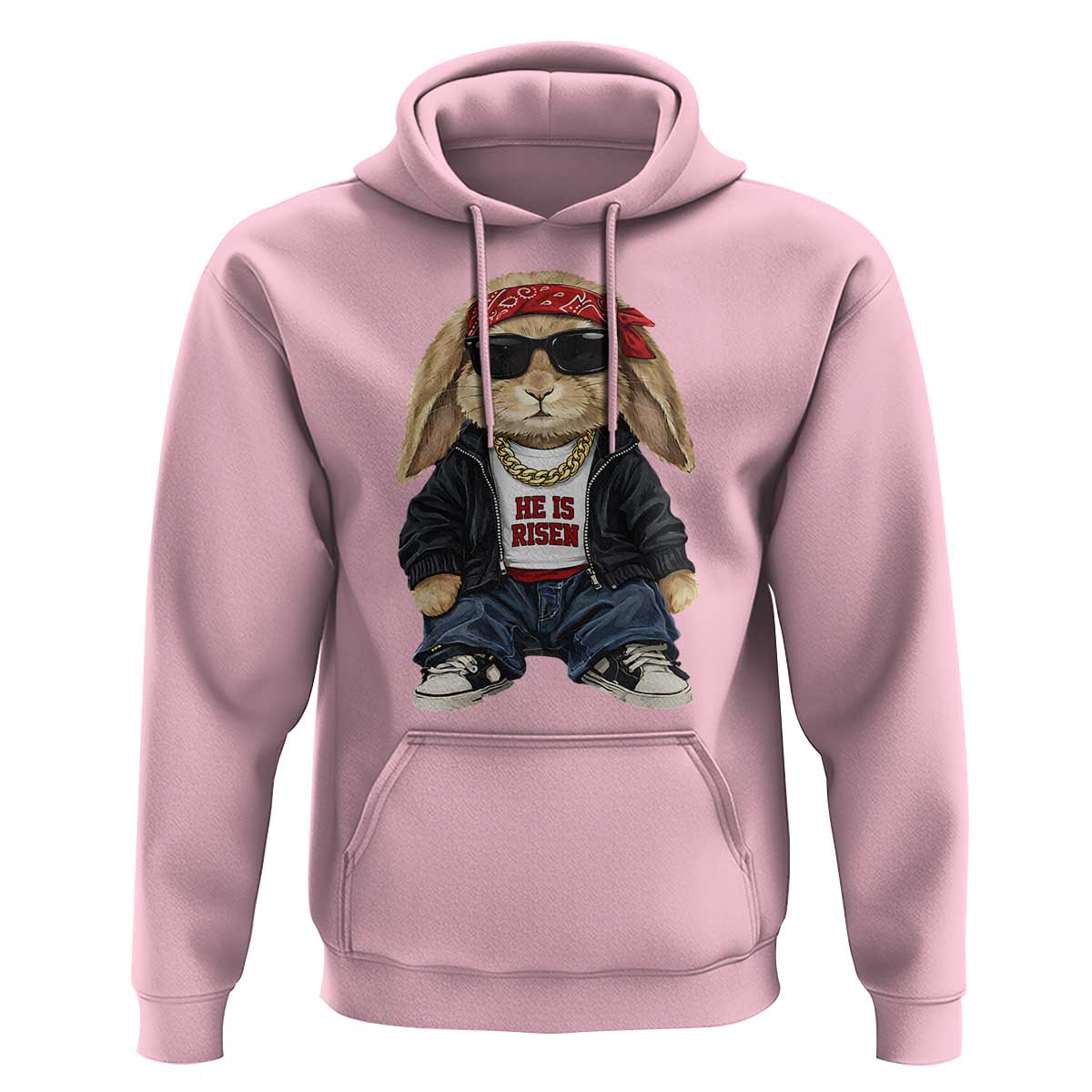 Hip Hop Easter Bunny He is Risen Jesus Religious Christian Hoodie