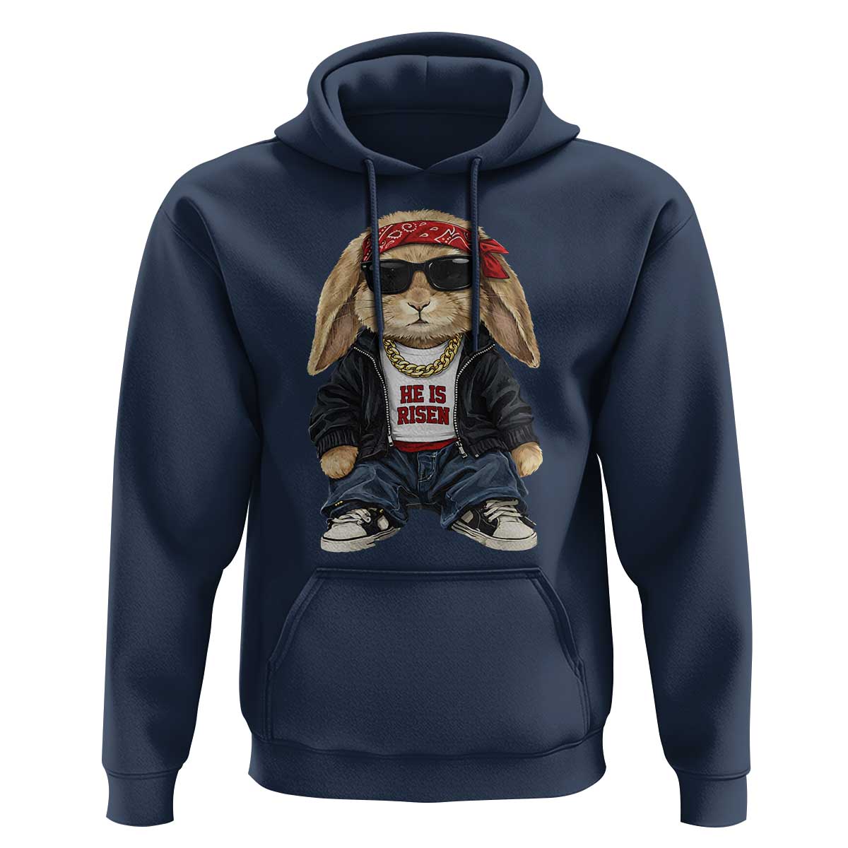 Hip Hop Easter Bunny He is Risen Jesus Religious Christian Hoodie