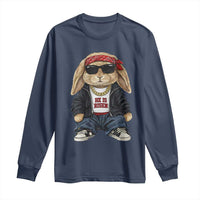 Hip Hop Easter Bunny He is Risen Jesus Religious Christian Long Sleeve Shirt