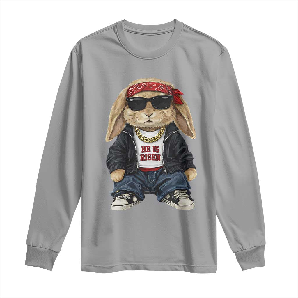 Hip Hop Easter Bunny He is Risen Jesus Religious Christian Long Sleeve Shirt