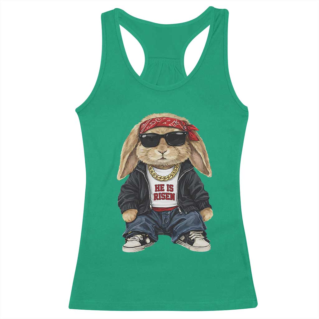 Hip Hop Easter Bunny He is Risen Jesus Religious Christian Racerback Tank Top