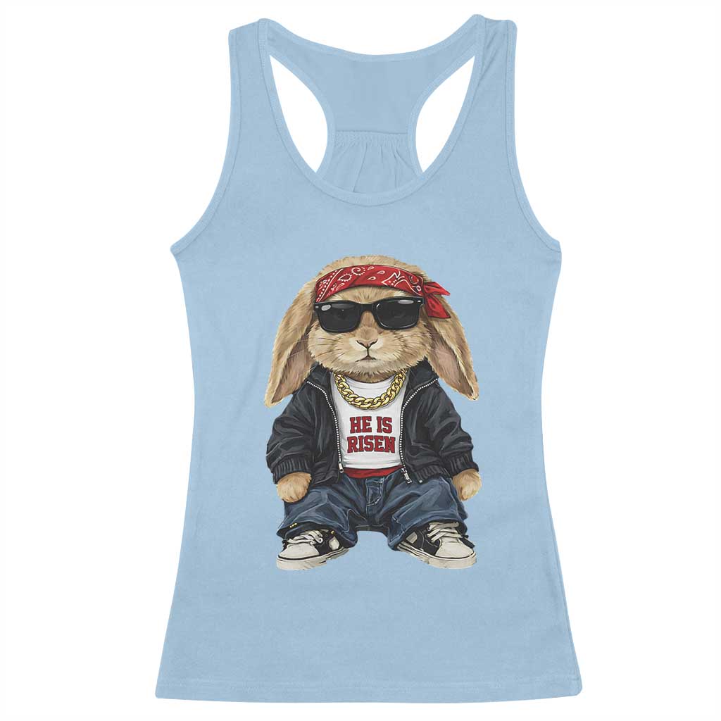 Hip Hop Easter Bunny He is Risen Jesus Religious Christian Racerback Tank Top