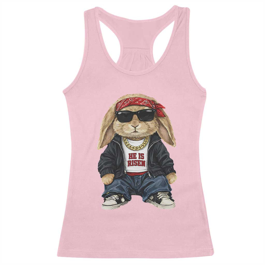 Hip Hop Easter Bunny He is Risen Jesus Religious Christian Racerback Tank Top