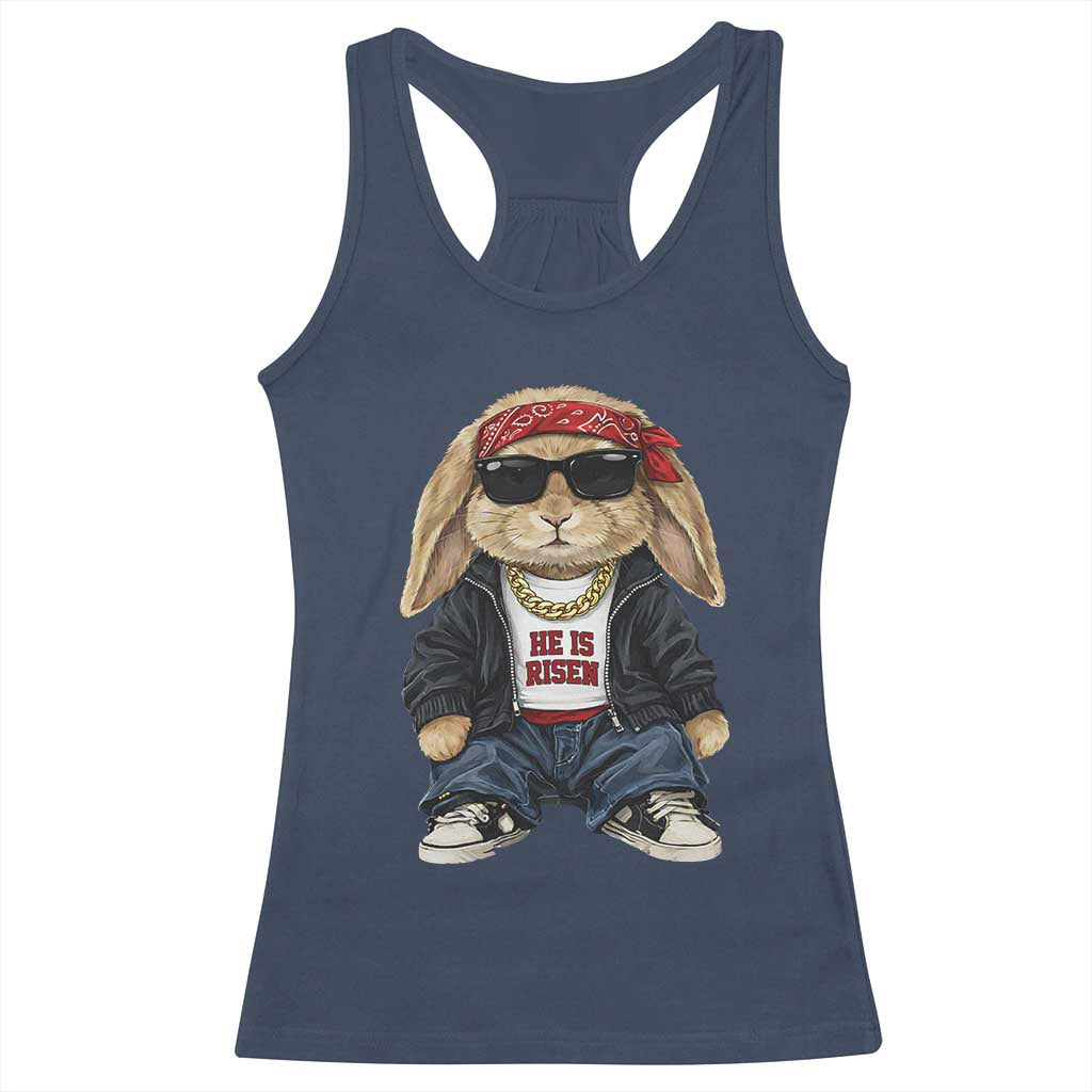 Hip Hop Easter Bunny He is Risen Jesus Religious Christian Racerback Tank Top