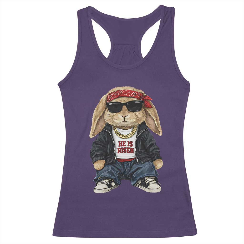 Hip Hop Easter Bunny He is Risen Jesus Religious Christian Racerback Tank Top