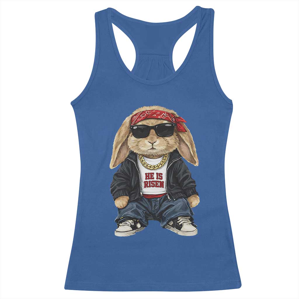 Hip Hop Easter Bunny He is Risen Jesus Religious Christian Racerback Tank Top