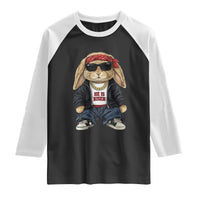 Hip Hop Easter Bunny He is Risen Jesus Religious Christian Raglan Shirt