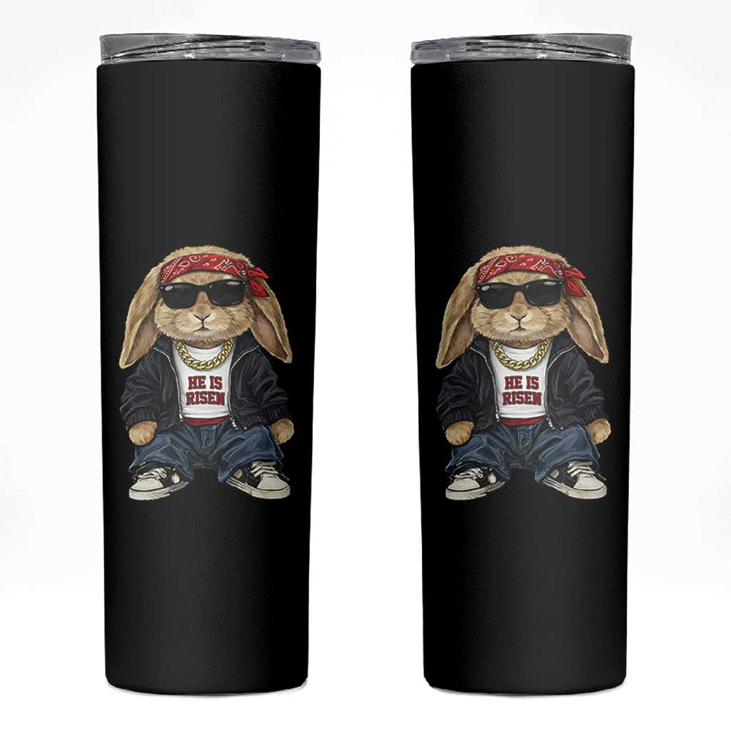 Hip Hop Easter Bunny He is Risen Jesus Religious Christian Skinny Tumbler