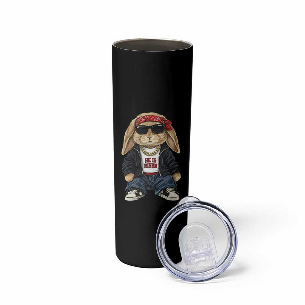 Hip Hop Easter Bunny He is Risen Jesus Religious Christian Skinny Tumbler