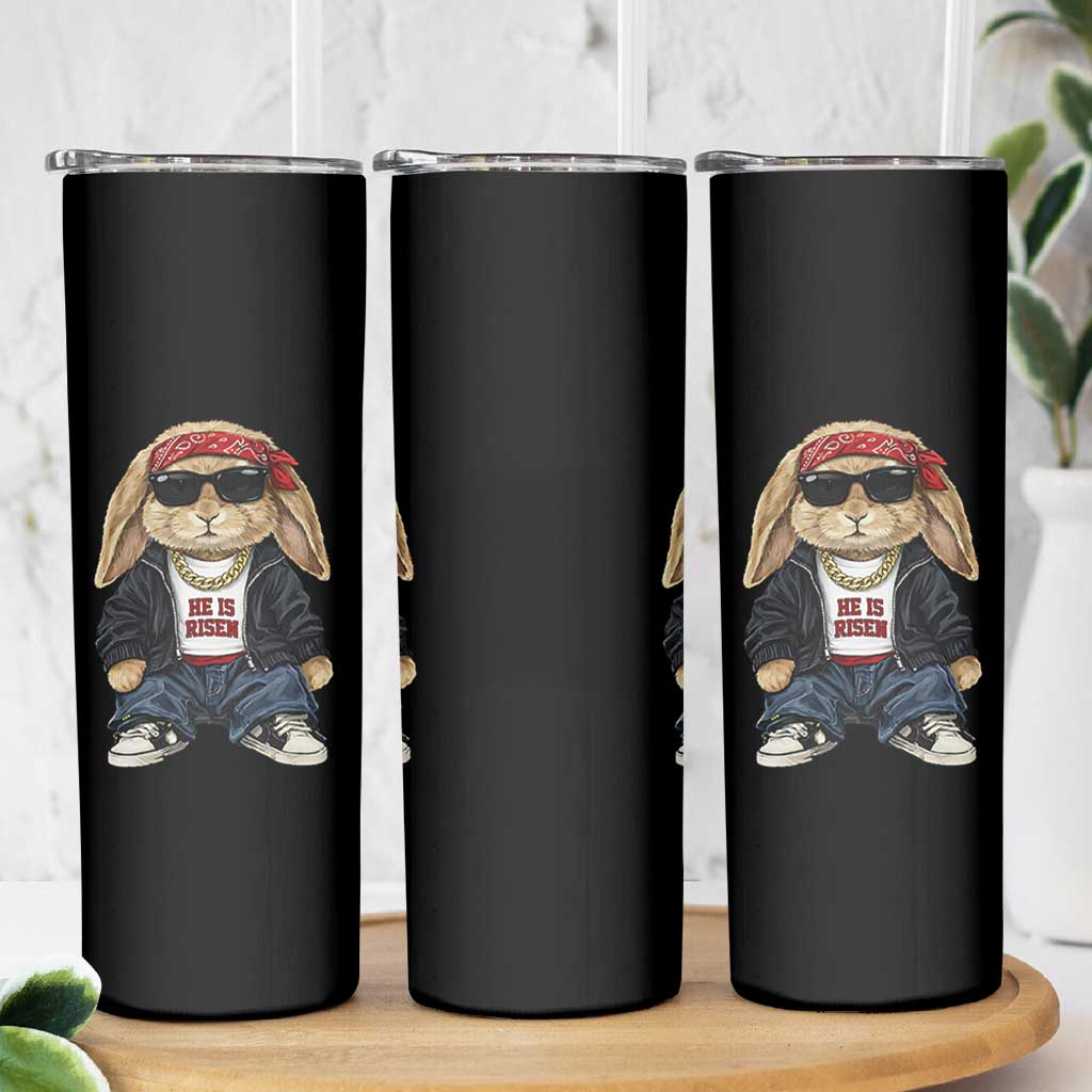 Hip Hop Easter Bunny He is Risen Jesus Religious Christian Skinny Tumbler