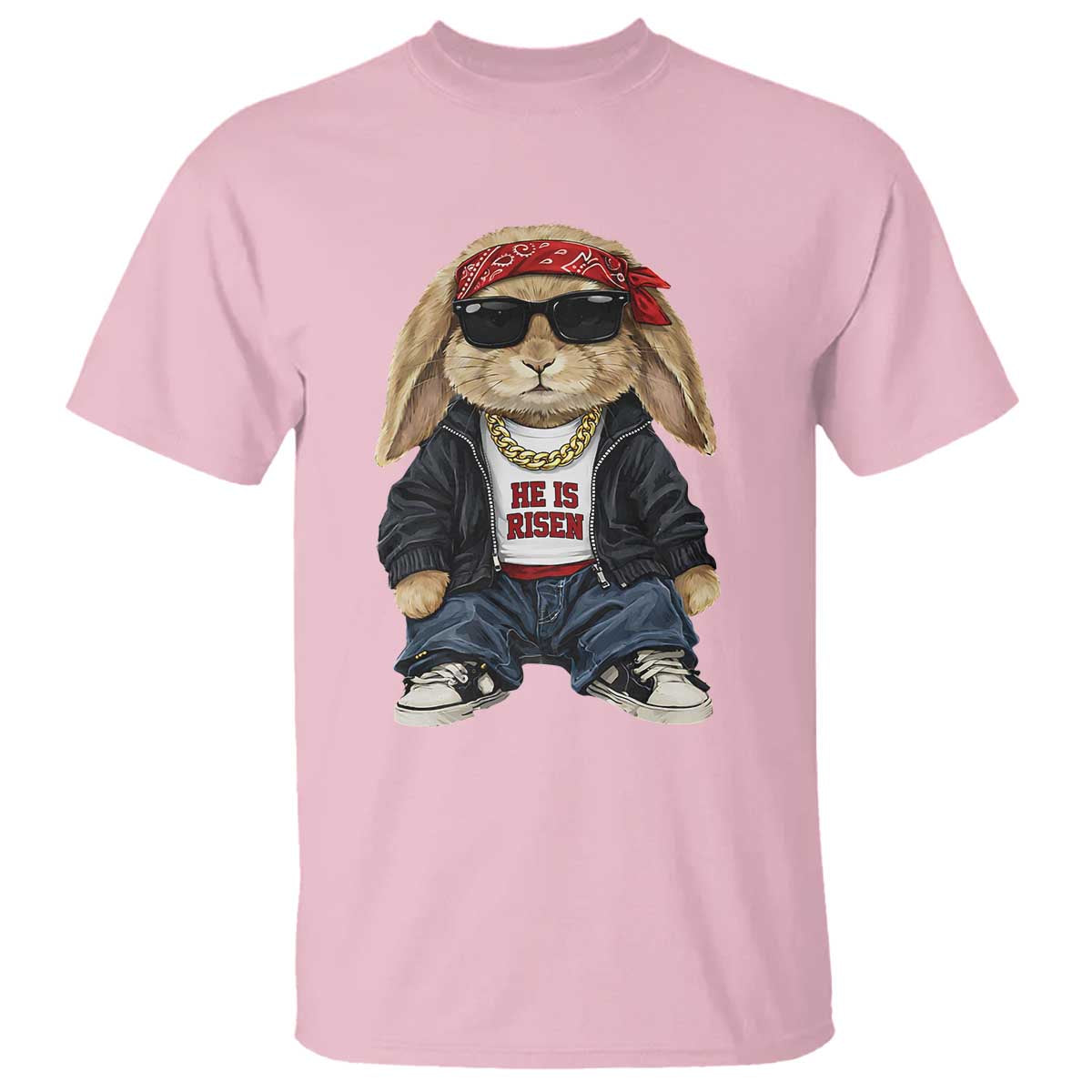 Hip Hop Easter Bunny He is Risen Jesus Religious Christian T Shirt