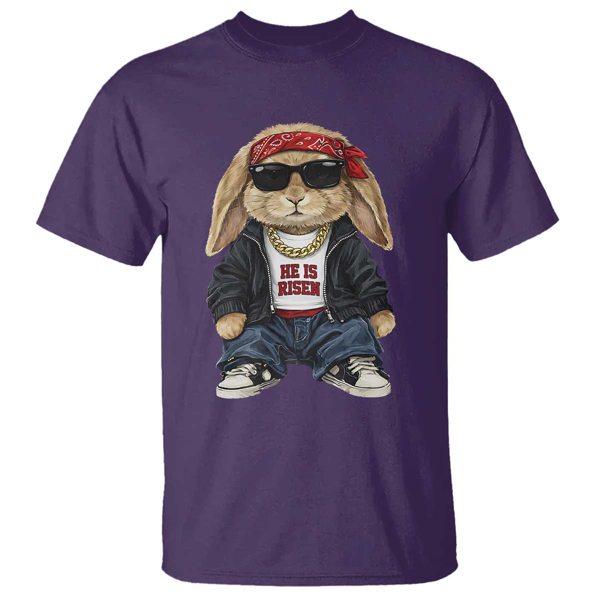 Hip Hop Easter Bunny He is Risen Jesus Religious Christian T Shirt