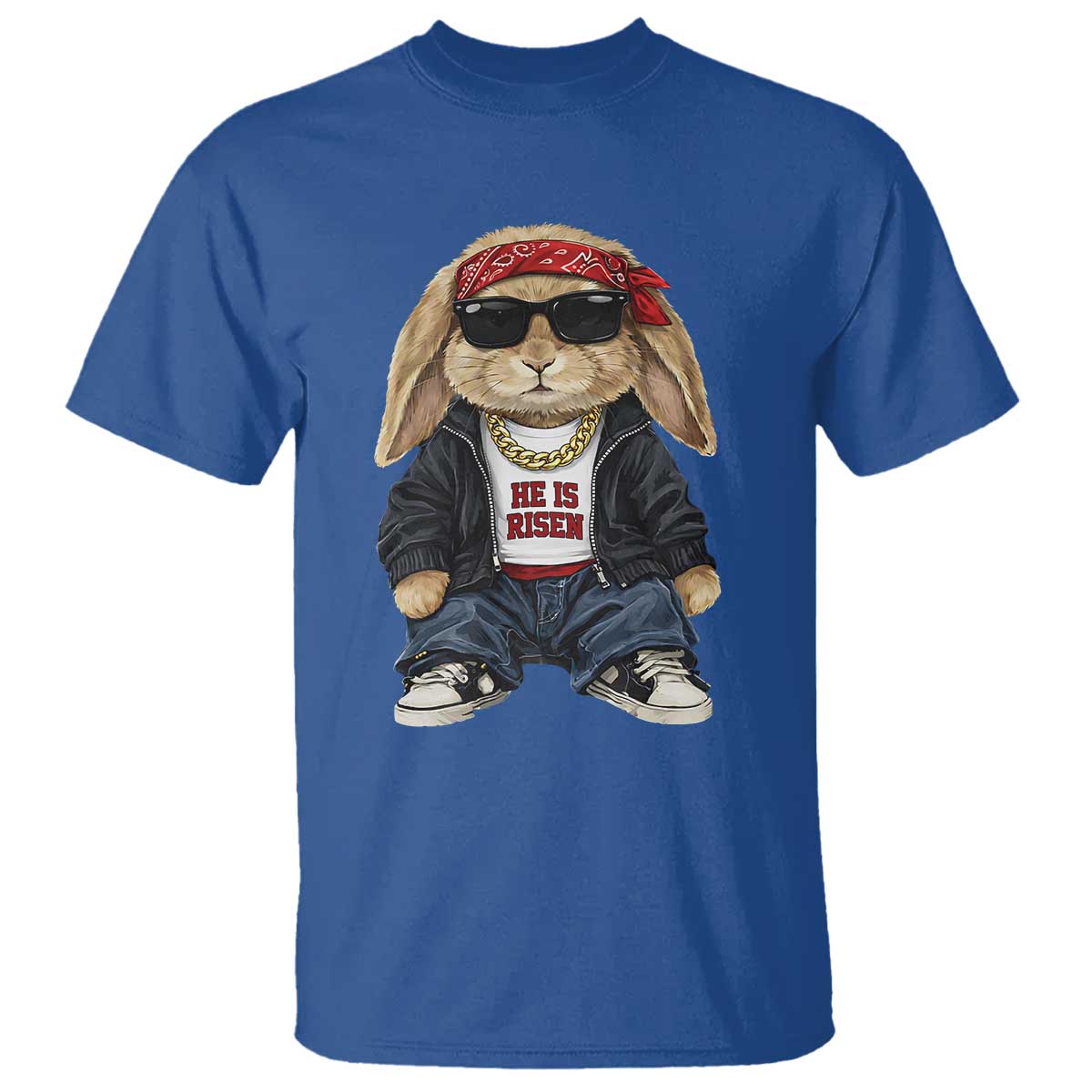 Hip Hop Easter Bunny He is Risen Jesus Religious Christian T Shirt
