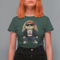 Hip Hop Easter Bunny He is Risen Jesus Religious Christian T Shirt For Women