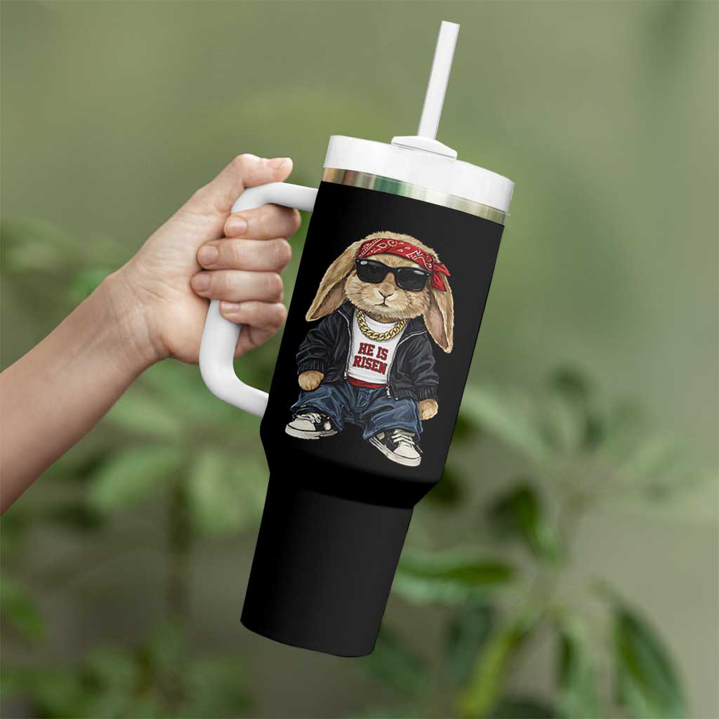 Hip Hop Easter Bunny He is Risen Jesus Religious Christian Tumbler With Handle