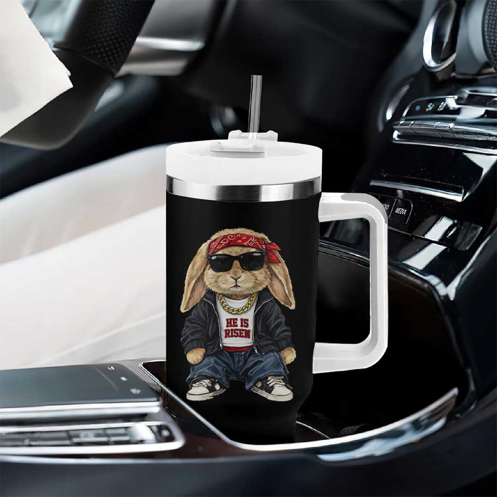 Hip Hop Easter Bunny He is Risen Jesus Religious Christian Tumbler With Handle