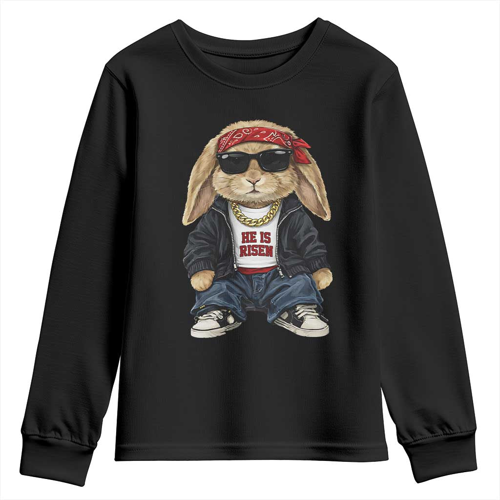 Hip Hop Easter Bunny He is Risen Jesus Religious Christian Youth Sweatshirt